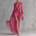 Women Chiffon Maxi Dress Belted V-Neck Wedding Guest Formal