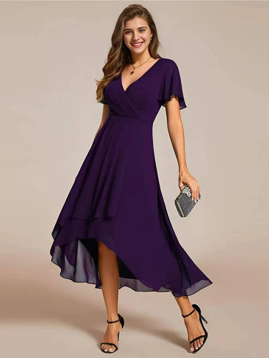 Women Wrap V-Neck Tiered Midi Dress Summer Wedding Guest - Image 11