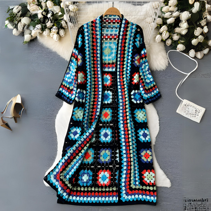 Pénélope – Cardigan long tricoté coloré pour femmes