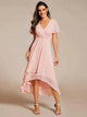 Women Wrap V-Neck Tiered Midi Dress Summer Wedding Guest