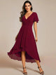 Women Wrap V-Neck Tiered Midi Dress Summer Wedding Guest - Image 4