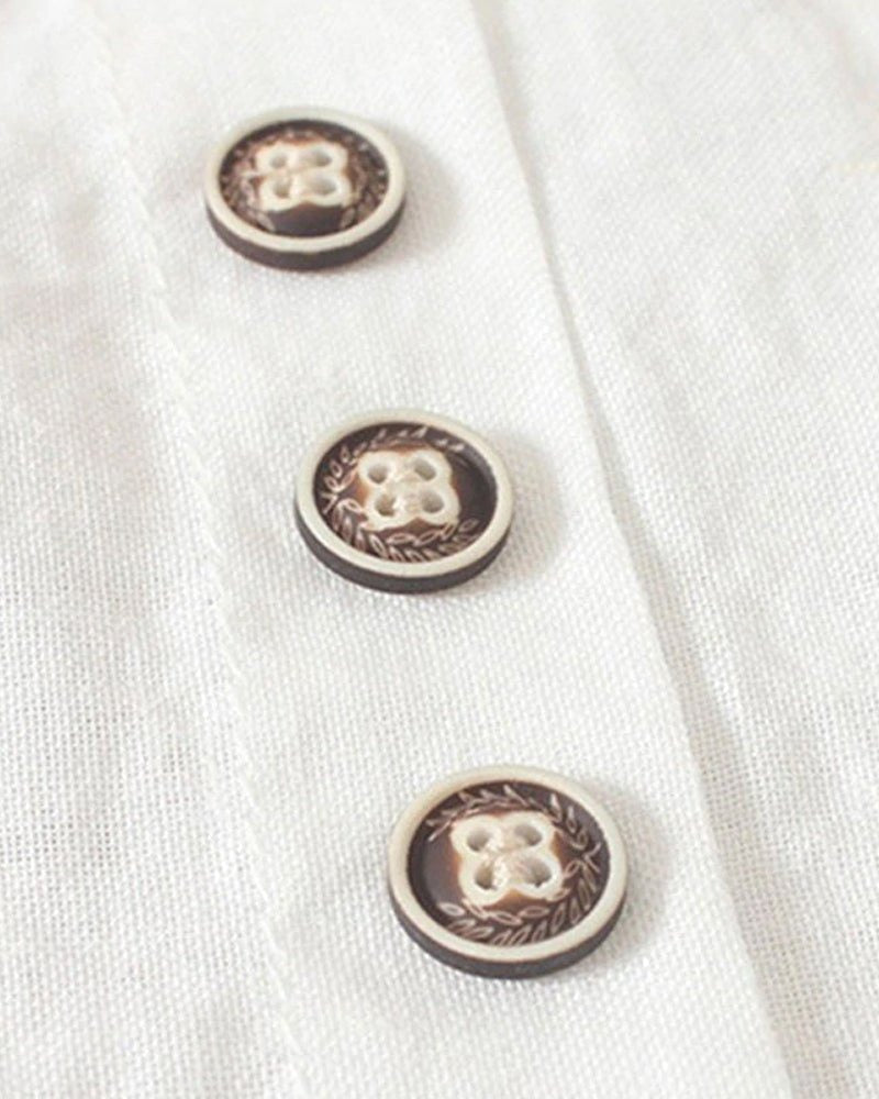 Women Cotton Short Sleeve Button Detail Top - Image 4