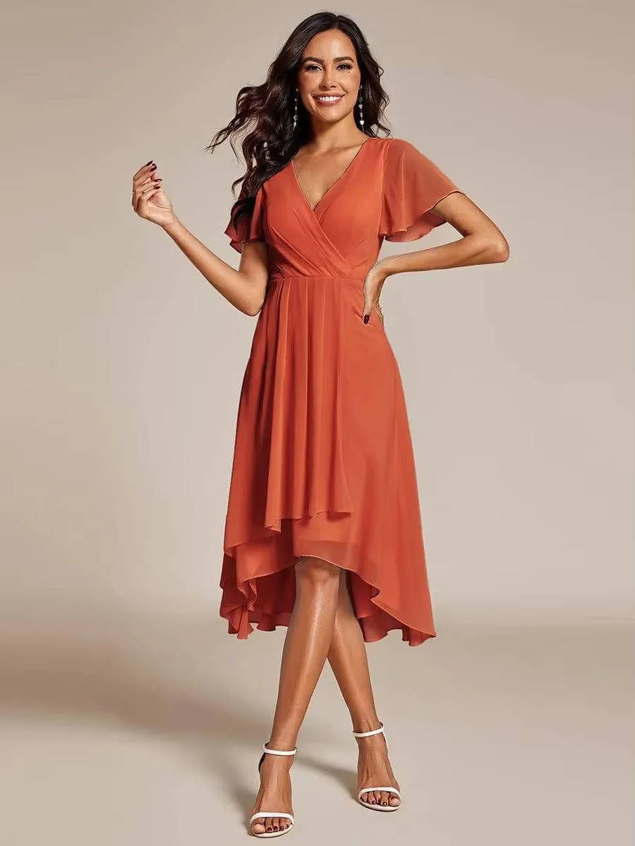 Women Wrap V-Neck Tiered Midi Dress Summer Wedding Guest - Image 5