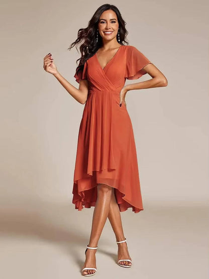 Women Wrap V-Neck Tiered Midi Dress Summer Wedding Guest - Image 5
