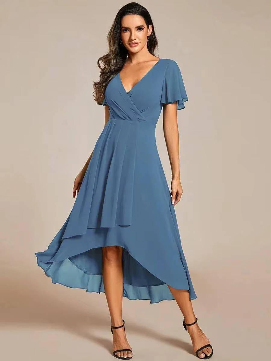 Women Wrap V-Neck Tiered Midi Dress Summer Wedding Guest - Image 6