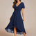 Women Wrap V-Neck Tiered Midi Dress Summer Wedding Guest - Image 9