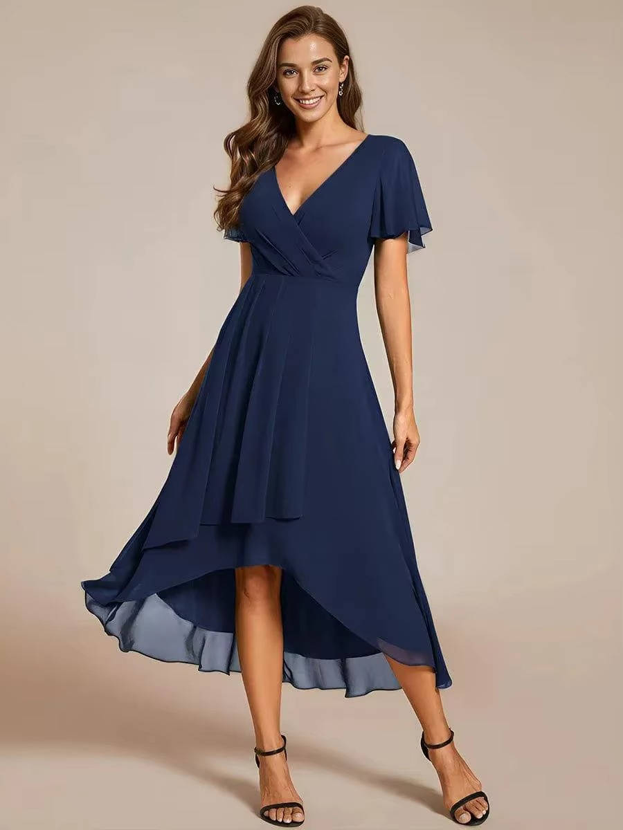 Women Wrap V-Neck Tiered Midi Dress Summer Wedding Guest - Image 9