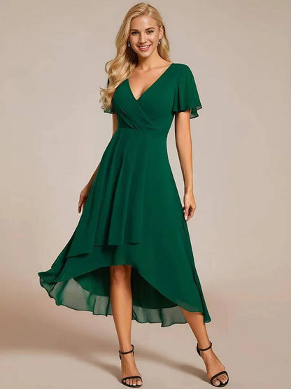 Women Wrap V-Neck Tiered Midi Dress Summer Wedding Guest - Image 10