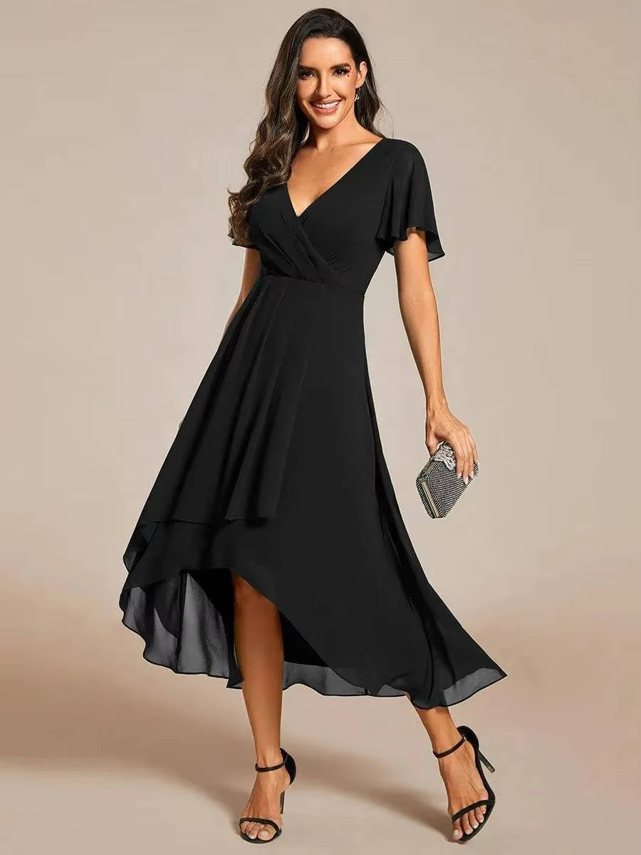 Women Wrap V-Neck Tiered Midi Dress Summer Wedding Guest - Image 2