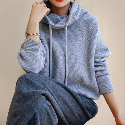 Heidrix – Maglione con cappuccio lavorato a maglia casual da donna