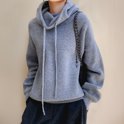 Heidrix – Maglione con cappuccio lavorato a maglia casual da donna