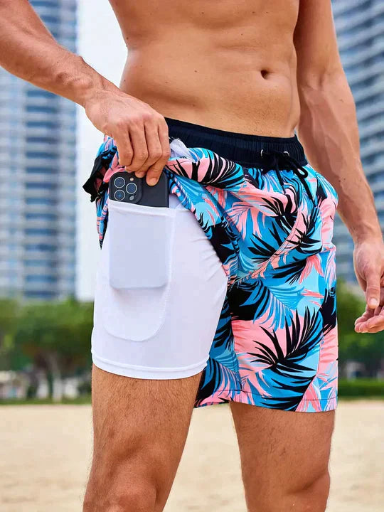 Men's Slim Fit Patterned Swim Trunks Inner Liner - Image 6