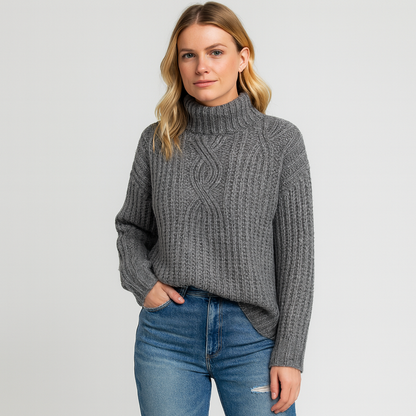 Elveria – Pull à col roulé côtelé pour femme