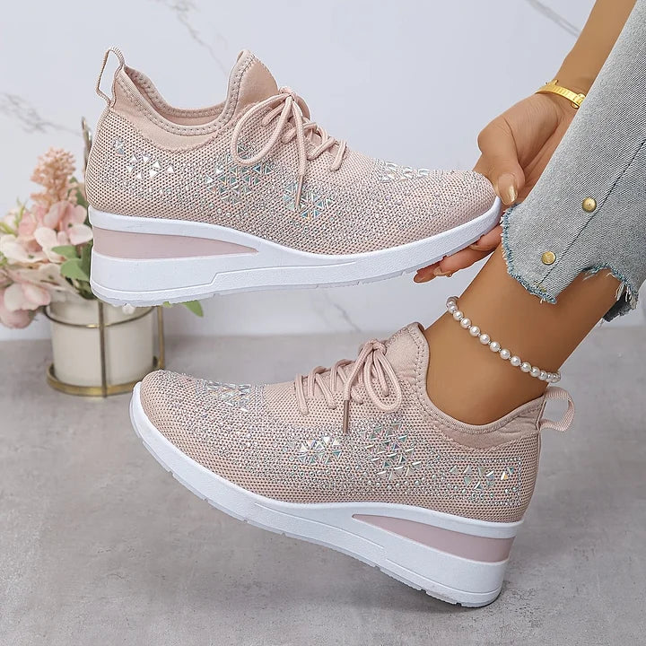 Women Orthopedic Rhinestone Sneakers Arch Support Walking Shoes - Image 16