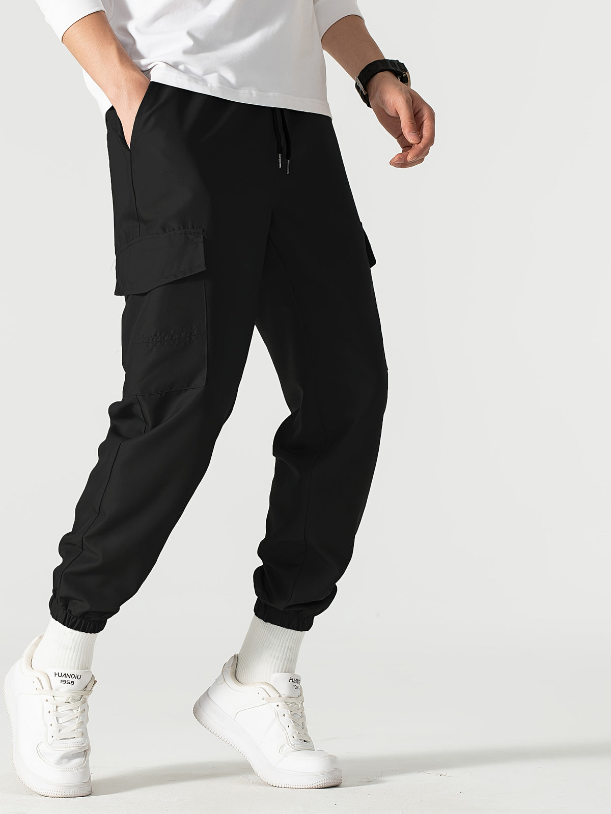 Men Relaxed Fit Cargo Joggers - Image 2
