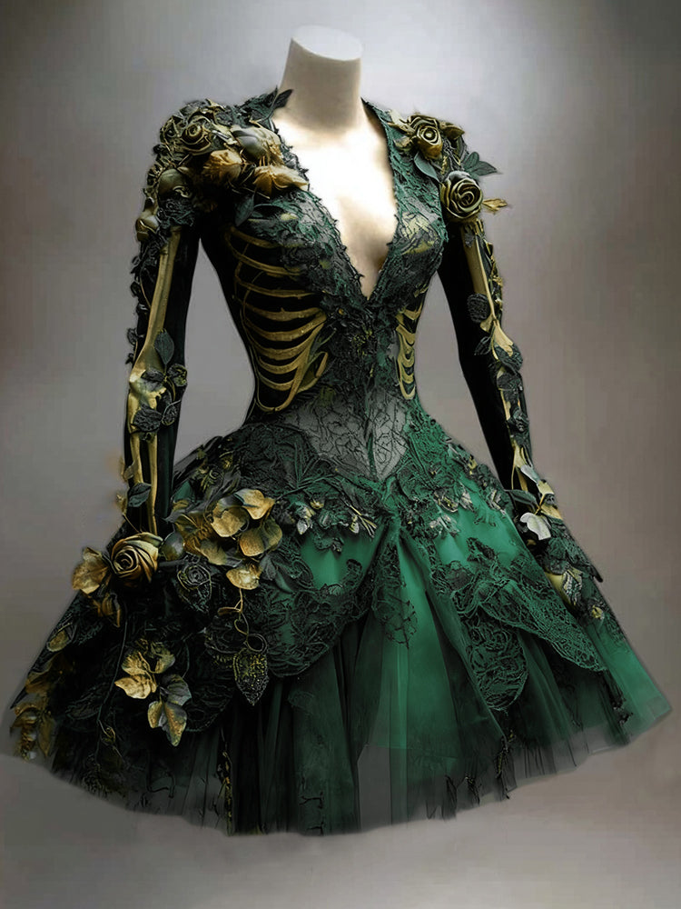 Women's Long Sleeve V-Neck Mini Dress | Halloween - Image 4