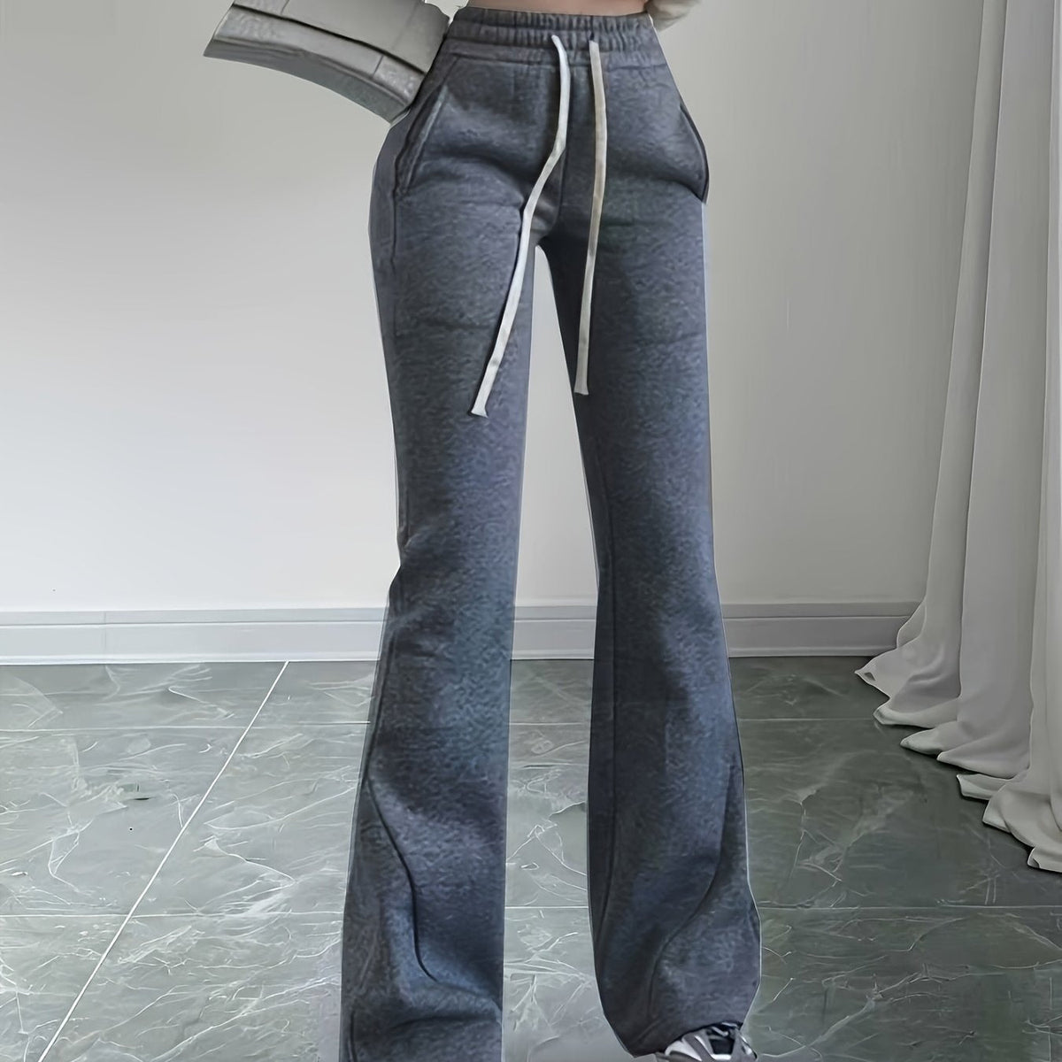 Womens High Waisted Flared Trousers - Image 7