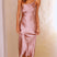Women One Shoulder Satin Midi Dress Draped Cocktail - Image 4