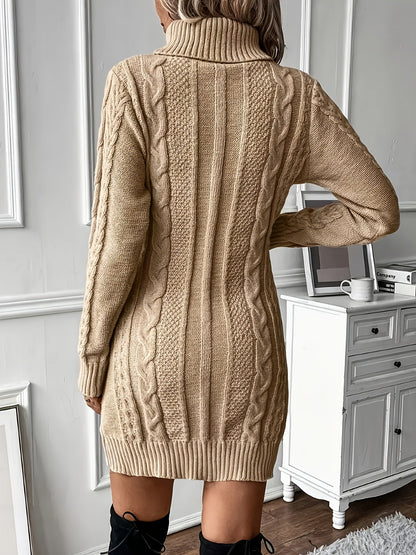 Women Cable Knit Sweater Dress - Image 2