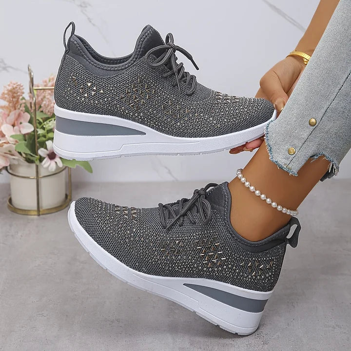 Women Orthopedic Rhinestone Sneakers Arch Support Walking Shoes - Image 14