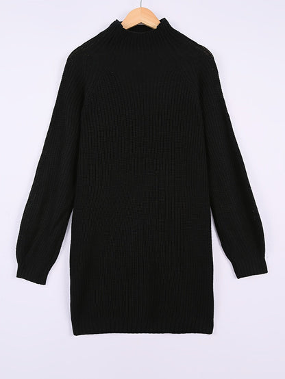 Women Ribbed Turtleneck Sweater Dress - Image 3