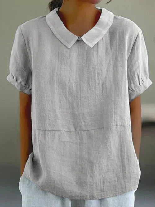 Darcey - Linen Peter Pan Collar Blouse for Women
