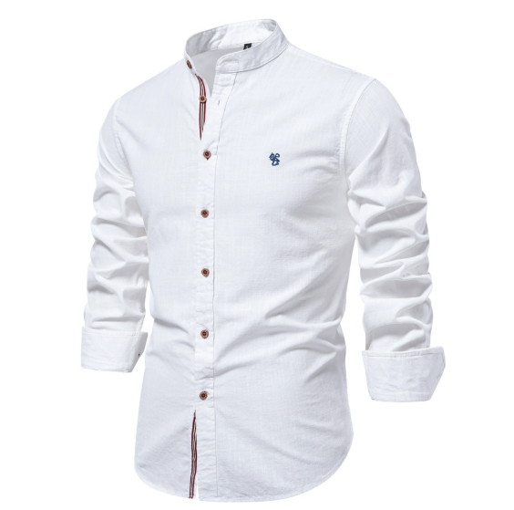 Tavionn - Chemise homme à manches longues avec col montant