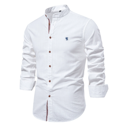 Tavionn - Chemise homme à manches longues avec col montant