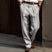 Men's Grey Linen Pants Relaxed Fit Pleated Trousers