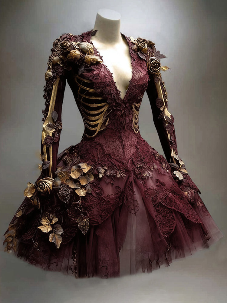Women's Long Sleeve V-Neck Mini Dress | Halloween - Image 2