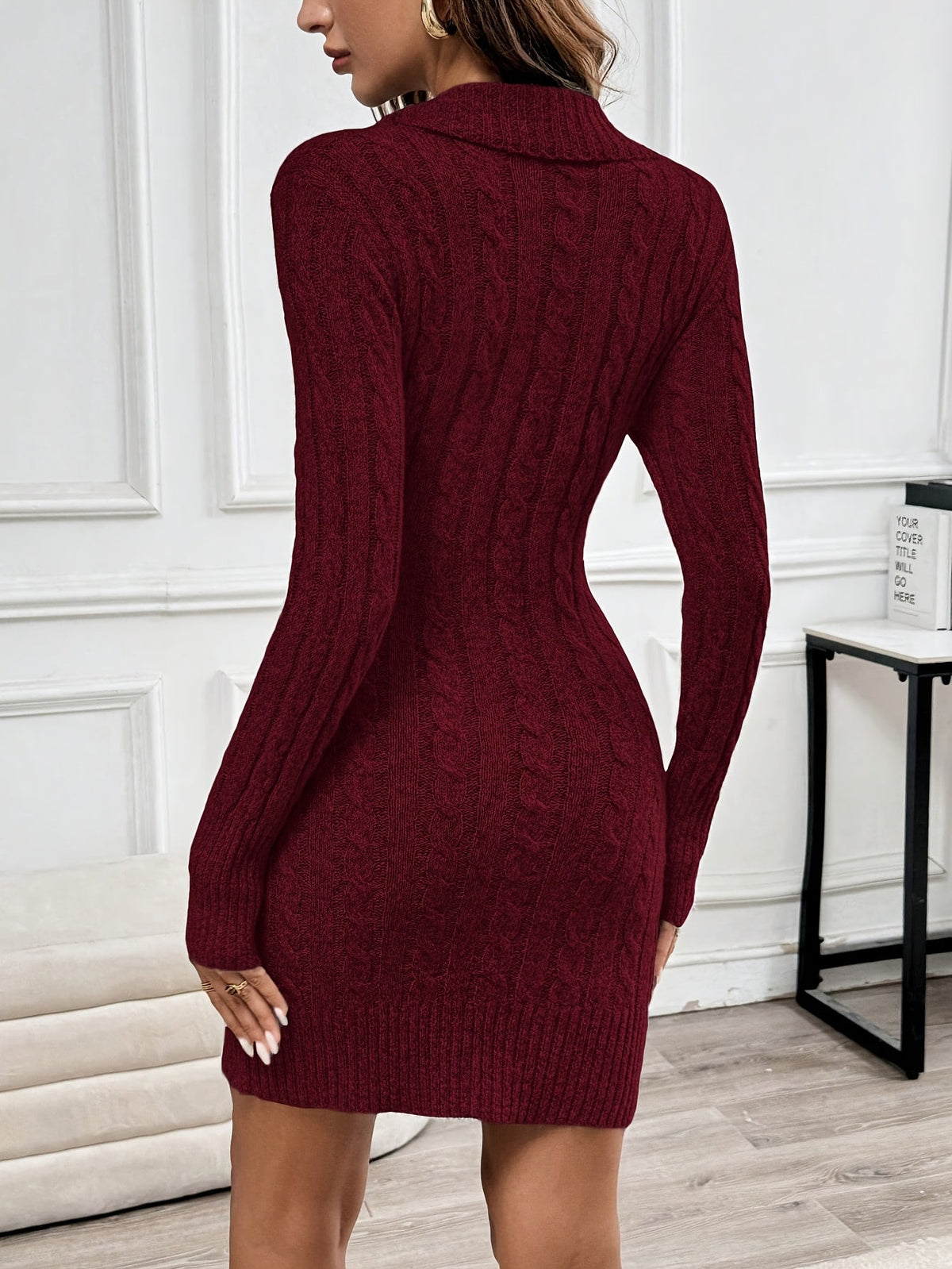 V Neck Sweater Dress - Image 2