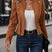 Women Faux Suede Double-Breasted Open Front Jacket - Image 9