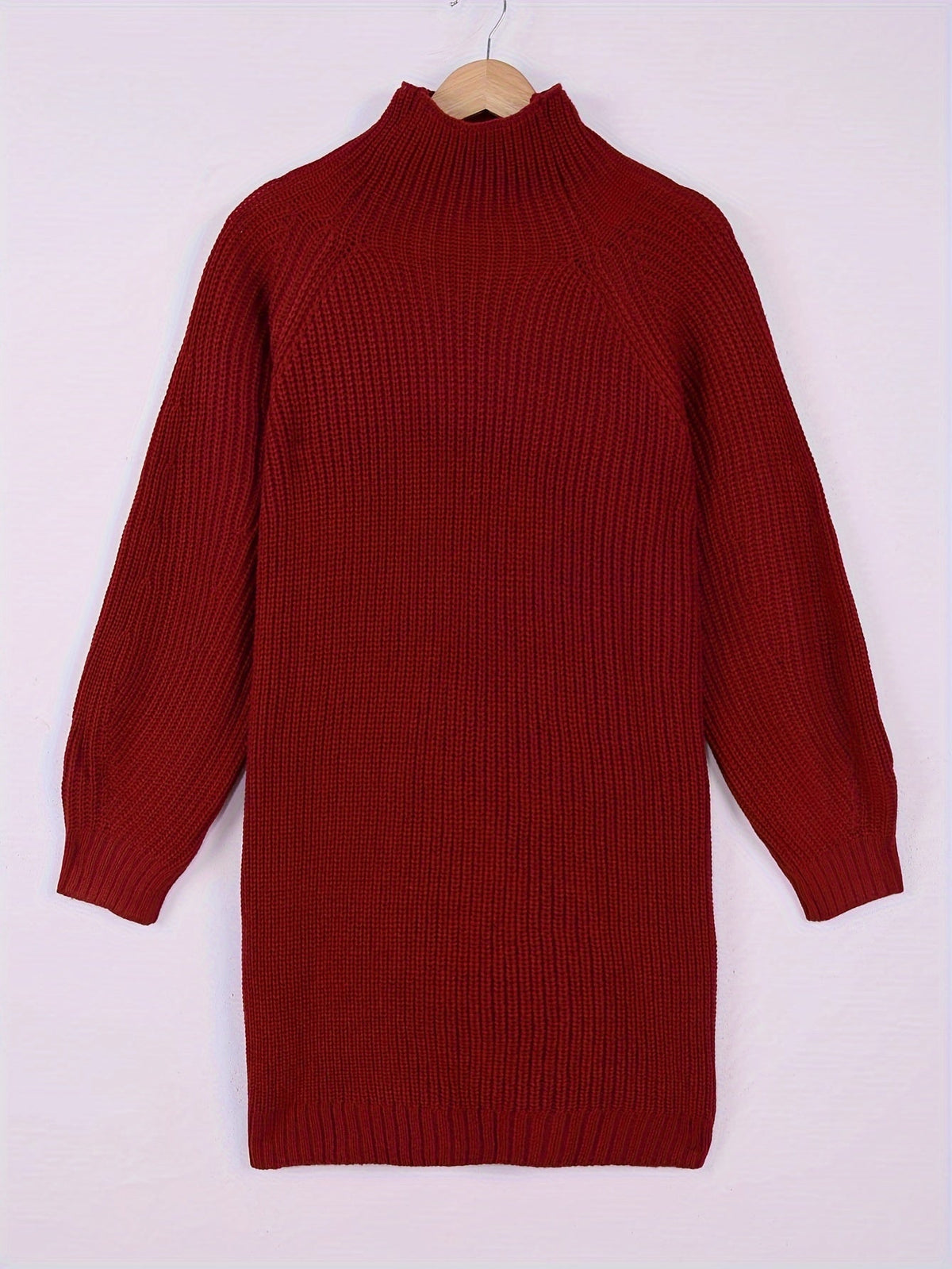 Women Ribbed Turtleneck Sweater Dress - Image 14