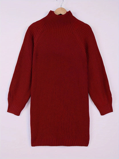 Women Ribbed Turtleneck Sweater Dress - Image 14