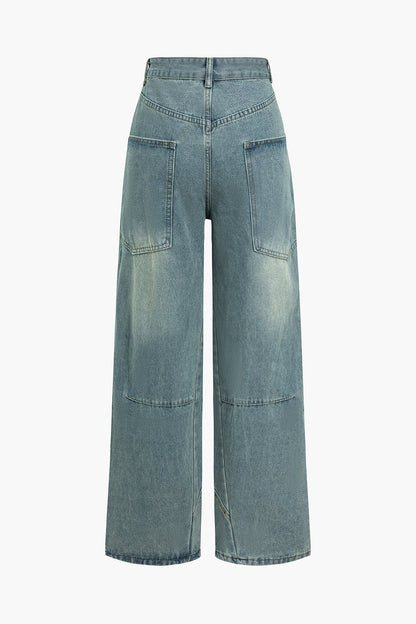 Zarel - Jeans de mezclilla de pierna ancha para mujer