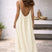 Women Linen Blend Open Back Maxi Dress Spaghetti Strap Summer - Image 6