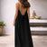 Women Linen Blend Open Back Maxi Dress Spaghetti Strap Summer - Image 3