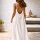 Women Linen Blend Open Back Maxi Dress Spaghetti Strap Summer - Image 2