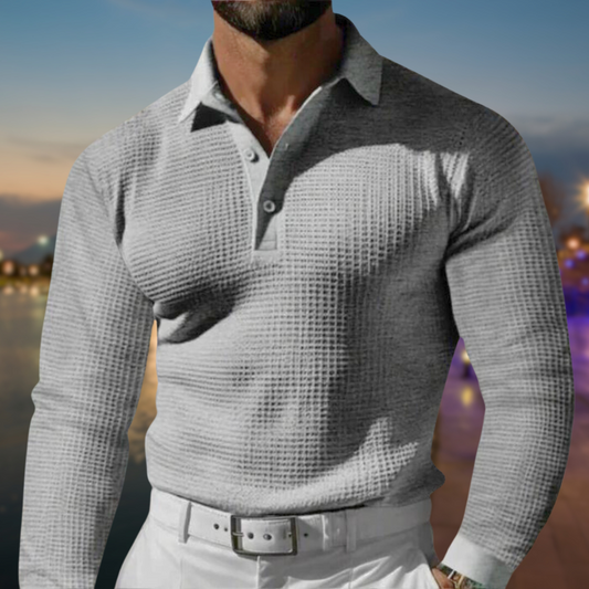 Cyran – Pull polo ajusté texturé