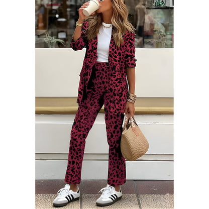 Manuela - Completo elegante con blazer e pantaloni stampa leopardo