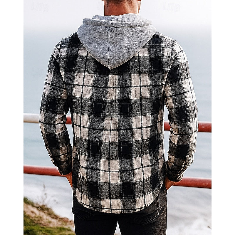 Thatcher | Hooded Checked Shirt Jacket - Image 2