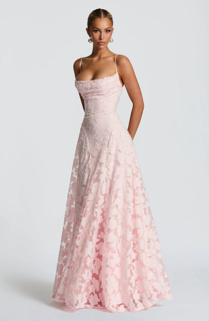 Women Floral Lace Cowl Neck Maxi Dress - Image 15
