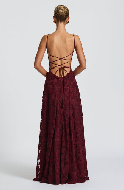 Women Floral Embroidered Maxi Dress Wedding Guest Evening Gown - Image 13