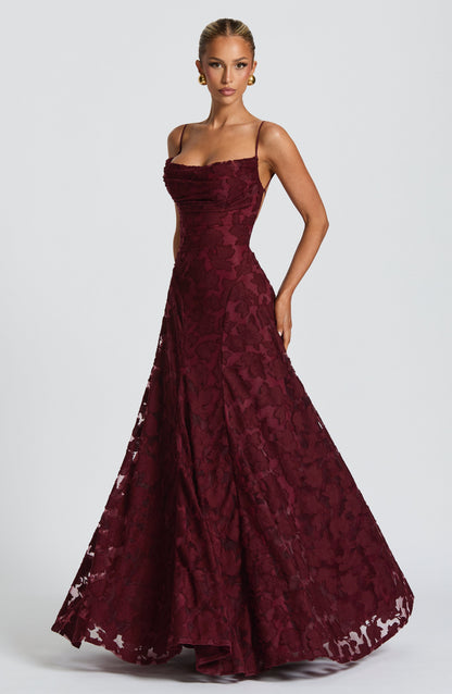 Women Floral Embroidered Maxi Dress Wedding Guest Evening Gown - Image 11
