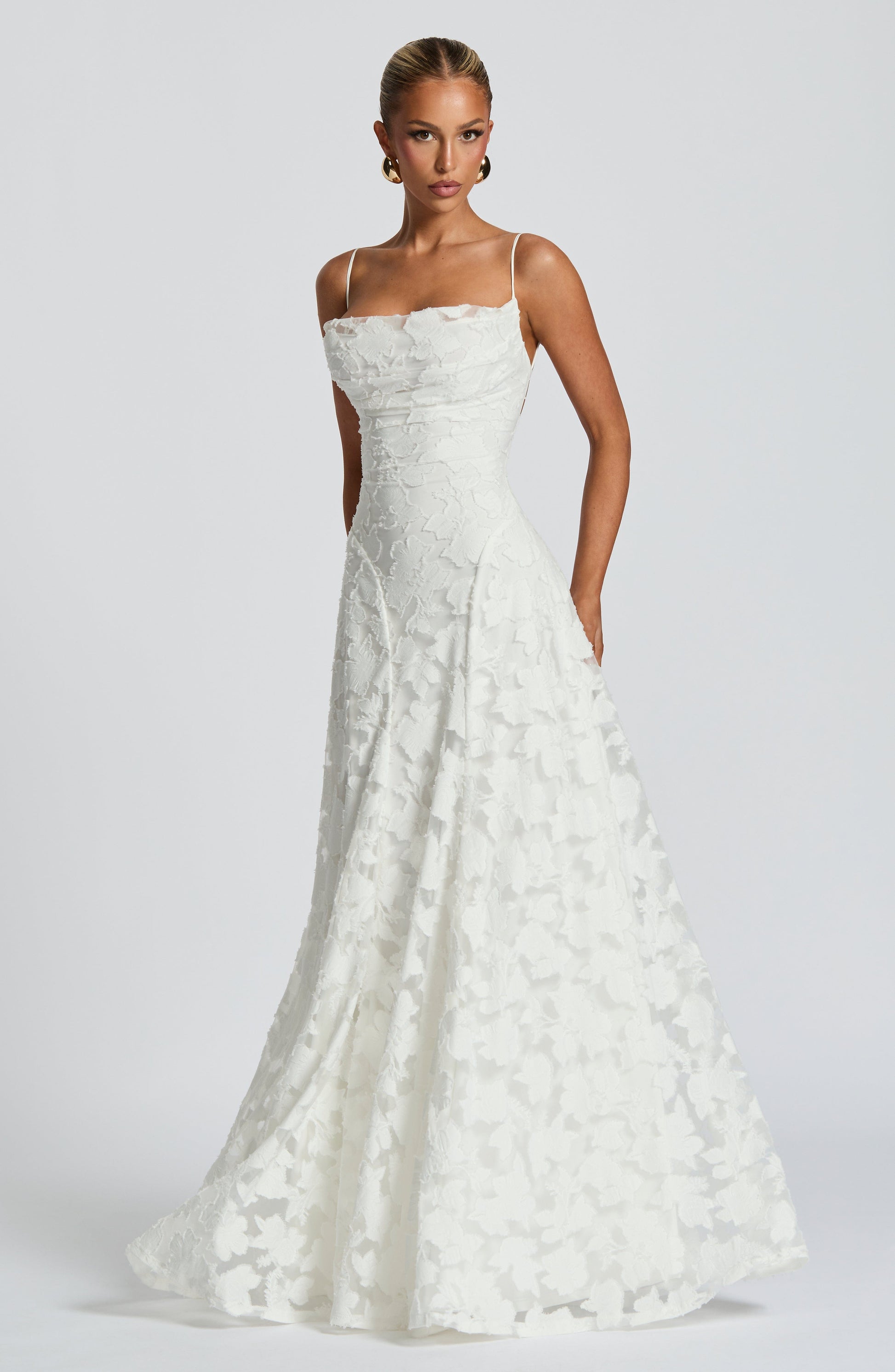 Women Floral Lace Cowl Neck Maxi Dress - Image 11