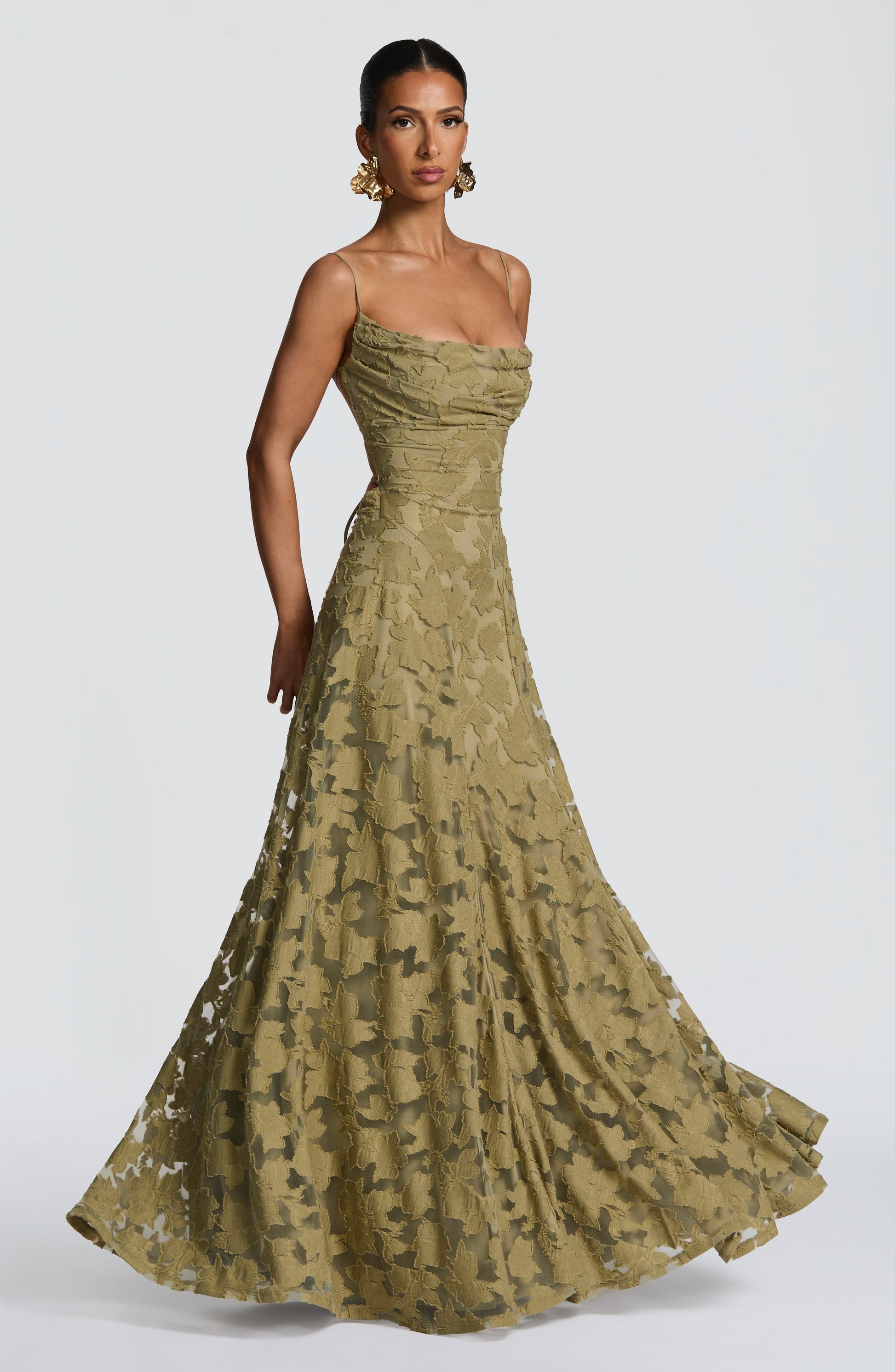 Women Floral Embroidered Maxi Dress Wedding Guest Evening Gown