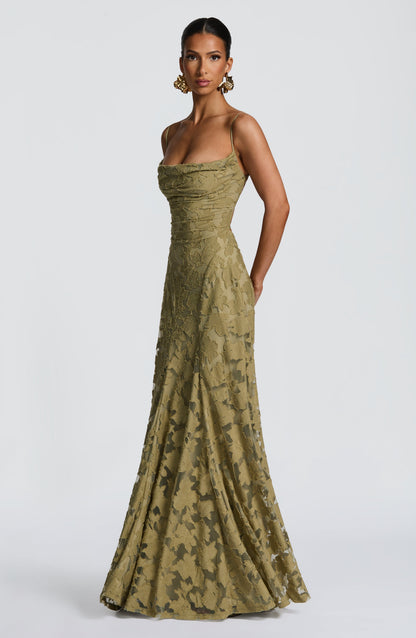 Women Floral Embroidered Maxi Dress Wedding Guest Evening Gown - Image 4