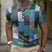 Men's Patchwork Checkered Short Sleeve Polo Shirt - Image 3