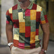 Men's Patchwork Checkered Short Sleeve Polo Shirt - Image 2