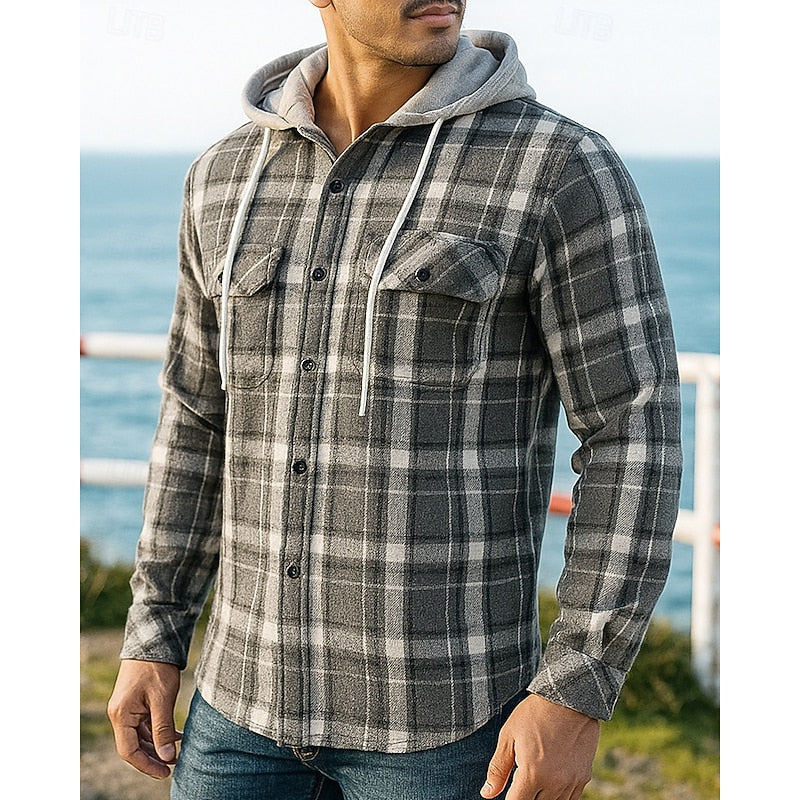 Thatcher | Hooded Checked Shirt Jacket - Image 5